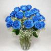 image of blue roses on a vase
