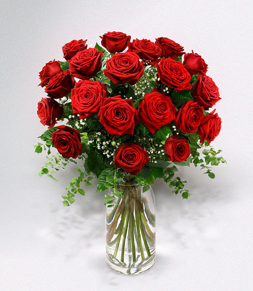 image of red vip roses in a vase